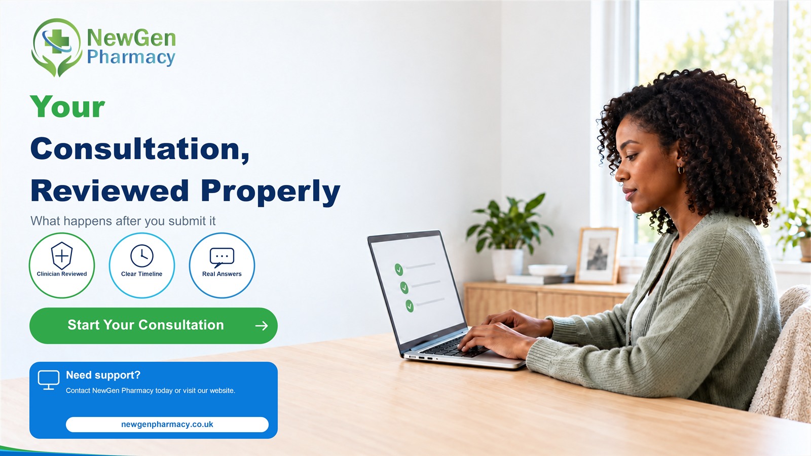 NewGen Pharmacy guide to online consultation: Your Consultation, Reviewed Properly
